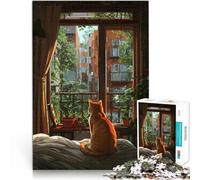 Rompecabezas de 1000 piezas para adolescentes Cat by the Window Spielzeug für die ganze Familie Die Liebe zwischen Paaren stärken70 x 100 cm