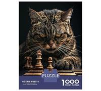 Rompecabezas De 1000 Piezas para Adolescentes Cat Chess Rompecabezas para Adolescentes Juguetes Antiestrés Patrón De Ensamblaje Desafío Educativo 38x26cm/1000pcs