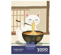 Rompecabezas De 1000 Piezas para Adolescentes Cat Eating Ramen Rompecabezas para Adolescentes Juguetes Antiestrés Difícil Gran Regalo para Jugar 70x50cm/1000pcs