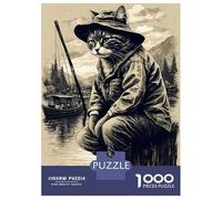 Rompecabezas De 1000 Piezas para Adolescentes Cat Fishing in A Lake Rompecabezas para Adolescentes Juego Práctico Desafío Difícil Oferta como Regalo para Toda La Familia 70x50cm/1000pcs