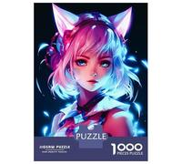 Rompecabezas De 1000 Piezas para Adolescentes Cat Girls Anime Neon Rompecabezas para Adolescentes Juguetes Antiestrés Difícil Gran Regalo para Jugar 52x38cm/1000pcs