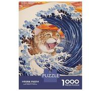 Rompecabezas De 1000 Piezas para Adolescentes Cat in Great Wave Rompecabezas para Adultos Juego Familiar Corte De Precisión Regalo De Cumpleaños, Regalos, 52x38cm/1000pcs