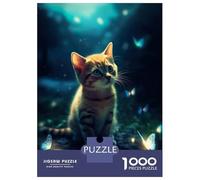Rompecabezas De 1000 Piezas para Adolescentes Cat Kitten Butterfly Rompecabezas para Adultos Juego De Ingenio Decoración Cumpleaños 52x38cm/1000pcs