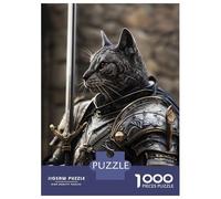Rompecabezas De 1000 Piezas para Adolescentes Cat Knight in Armor Rompecabezas Juego De Ingenio Decoración De Pared Regalos De Cumpleaños Y Únicos 70x50cm/1000pcs