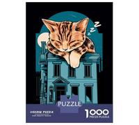 Rompecabezas De 1000 Piezas para Adolescentes Cat on Top of House Print Rompecabezas Juegos Divertidos para La Diversión Familiar Oferta como Regalos para Toda La Familia 38x26cm/1000pcs