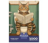 Rompecabezas De 1000 Piezas para Adolescentes Cat Reading Newspaper on Toilet (2) Rompecabezas Juegos Divertidos Carrera De Velocidad Manual Cumpleaños 52x38cm/1000pcs
