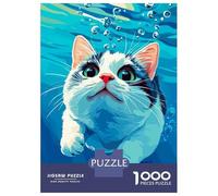 Rompecabezas De 1000 Piezas para Adolescentes Cat Swimming Underwater Rompecabezas para Adultos Juguetes Antiestrés Difícil Difícil Cumpleaños Y Navidad 52x38cm/1000pcs