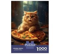 Rompecabezas De 1000 Piezas para Adolescentes Cat with Pizza Rompecabezas para Adultos Juego Práctico Arte De Pared Oferta como Regalos para Toda La Familia 70x50cm/1000pcs