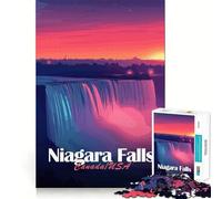 Rompecabezas de 1000 Piezas para Adolescentes Cataratas del Niágara al Atardecer Arte de Bordes precisos Actividad para desarrollar la Mente Juego Relajante Regalo de cumpleaños (38x52cm)