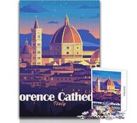 Rompecabezas de 1000 Piezas para Adolescentes: Catedral de Florencia, Italia, Paisaje Urbano, ilustración, Juego de desafío único, desafío difícil, Regalo para cumpleaños, tamaño 50x75cm