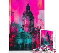 Rompecabezas de 1000 Piezas para Adolescentes Catedral de neón Juegos Familiares para divertirse en Familia Juguetes antiestrés Que mejoran el Amor Entre Parejas (26x38cm)