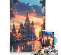 Rompecabezas de 1000 Piezas para Adolescentes Catedral de San Basilio al Atardecer Juegos relajantes Divertidos y con Humor Un Juego de desafío único 38x52cm