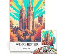 Rompecabezas de 1000 Piezas para Adolescentes: Catedral de Winchester en otoño, Juego Familiar, decoración de Pared, para Fortalecer el Amor Entre Parejas 38x52cm