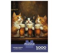 Rompecabezas De 1000 Piezas para Adolescentes Cats & Beers Rompecabezas para Adultos Juguetes Antiestrés Análisis Y Lógica Cumpleaños Y Navidad 38x26cm/1000pcs