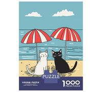 Rompecabezas De 1000 Piezas para Adolescentes Cats Love Tropical Beach Rompecabezas para Adultos Juego De Ingenio Ensamblaje De Patrones Desafiante De Completar 52x38cm/1000pcs