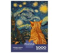 Rompecabezas De 1000 Piezas para Adolescentes Cat'S Starry Gaze Rompecabezas para Adultos Juegos Divertidos Decoración Cumpleaños, Navidad 38x26cm/1000pcs