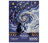 Rompecabezas De 1000 Piezas para Adolescentes Cats Under Starry Night Painting Rompecabezas para Adultos Juegos Relajantes Decoración del Hogar Actividades Divertidas En Casa 70x50cm/1000pcs
