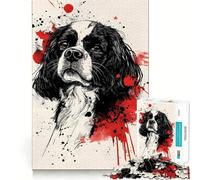 Rompecabezas de 1000 Piezas para Adolescentes Cavalier King Charles Spaniel Arte Corte Premium Diversión Concentración Juego Fácil Tiempo de Juego Exhibición de Arte Navideño (38x52cm)