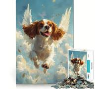 Rompecabezas de 1000 Piezas para Adolescentes Cavalier King Charles Spaniel con alas de ángel,diseño de Corte Fino,Juego de concentración,Regalo para Momentos de Paz,diversión y Navidad (38x26cm)