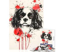 Rompecabezas de 1000 Piezas para Adolescentes Cavalier King Charles Spaniel Retrato en Tinta Juguetes antiestrés Regalos de cumpleaños Juego de ingenio interacción Entre Padres e Hijos tamaño 38x26cm