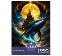 Rompecabezas De 1000 Piezas para Adolescentes Celestial Whale & Moonlit Fantasy Citadel - Surreal Cosmic Ocean Artwork Rompecabezas para Adultos Juego Práctico Decoración del Hogar