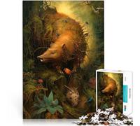 Rompecabezas de 1000 Piezas para Adolescentes Cerdo Gigante Surrealista del Bosque 2 Juegos de relajación Ideas de Regalos 75x50cm