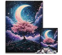 Rompecabezas de 1000 Piezas para Adolescentes: Cerezos en Flor bajo la Luna Rompecabezas de cartón Juguete Educativo Intelectual descompresor Buen Regalo para Adultos y Adolescentes 26x38cm