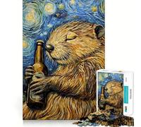 Rompecabezas de 1000 Piezas para Adolescentes Cerveza de Castor en la Noche Estrellada Juego y Estimulante para desarrollar la Mente Ideal para Momentos de Ocio y Entretenimiento Regalo Festivo