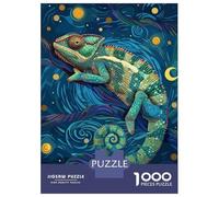 Rompecabezas De 1000 Piezas para Adolescentes Chameleon in Starry Night Style Rompecabezas para Adultos Juegos Relajantes Mejora La Memoria Ayuda A Ejercitar El Cerebro 52x38cm/1000pcs