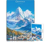 Rompecabezas de 1000 Piezas para Adolescentes Chamonix Mont Blanc, Hermoso diseño, Juego difícil, desafío, Regalo para cumpleaños, tamaño 38x52cm