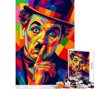 Rompecabezas de 1000 Piezas para Adolescentes Charlie Chaplin Retrato Colorido de Arte Pop Juguete de decoración de Pared Regalos para Mujeres y Hombres Juego Educativo para Mejorar el Amor