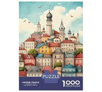 Rompecabezas De 1000 Piezas para Adolescentes Charming European Cityscape Rompecabezas para Adultos Juegos Divertidos Decoración Cumpleaños, Navidad 52x38cm/1000pcs