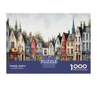 Rompecabezas De 1000 Piezas para Adolescentes Charming European Village Scene Rompecabezas para Adultos Juegos Divertidos Decoración Cumpleaños, Navidad 52x38cm/1000pcs
