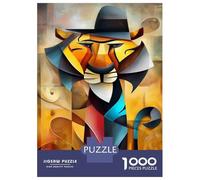 Rompecabezas De 1000 Piezas Para Adolescentes Charming Tiger - Cubist Gentleman of The Wild Rompecabezas Para Adolescentes Juego De Ingenio Mejora La Memoria Diversión En Casa Actividades, 52x38cm/100