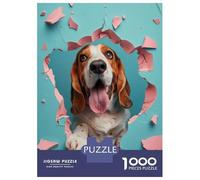 Rompecabezas De 1000 Piezas para Adolescentes Cheerful Basset Hound Rompecabezas para Adolescentes Juego De Ingenio Decoración De Pared Difícil Y Desafiante 70x50cm/1000pcs