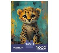 Rompecabezas De 1000 Piezas para Adolescentes Cheetah Cub Artwork Rompecabezas para Adultos Juegos Relajantes Mejora La Memoria Ayuda A Ejercitar El Cerebro 70x50cm/1000pcs