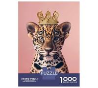 Rompecabezas De 1000 Piezas para Adolescentes Cheetah King Pastel Crown Rompecabezas para Adolescentes Juguetes Antiestrés Difícil Gran Regalo para Jugar 70x50cm/1000pcs