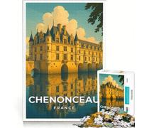 Rompecabezas de 1000 Piezas para Adolescentes, Chenonceau, Francia, Juegos educativos, Actividades Divertidas para Hacer en casa, colección de Artistas, Bellas Artes 38x52cm