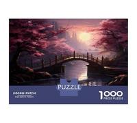 Rompecabezas De 1000 Piezas para Adolescentes Cherry Blossom Bridge Sunset Rompecabezas para Adultos Juego Práctico Regalos para Mujeres Regalos para Amigos Y Familiares 38x26cm/1000pcs