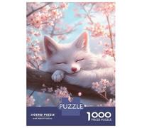 Rompecabezas De 1000 Piezas para Adolescentes Cherry Blossom Fox Sleep Rompecabezas para Adultos Juego De Ingenio Una Obra De Arte Gran Regalo para Jugar 52x38cm/1000pcs