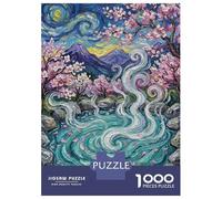 Rompecabezas De 1000 Piezas para Adolescentes Cherry Blossom Hot Spring Painting Rompecabezas para Adultos Juegos De Relajación Desafío Difícil Regalo De Cumpleaños, Regalos, 38x26cm/1000pcs