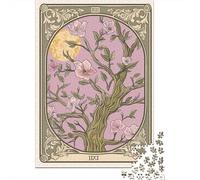 Rompecabezas De 1000 Piezas para Adolescentes Cherry Blossom Moon Tarot Card -1 Rompecabezas para Adultos Juegos Familiares Regalos para Mujeres Cumpleaños 52x38cm/1000pcs