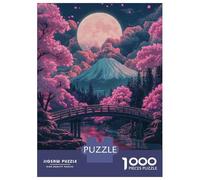 Rompecabezas De 1000 Piezas para Adolescentes Cherry Blossom Moonlit Bridge Scene Rompecabezas para Adolescentes Juguetes Antiestrés Regalo De Cumpleaños para Cumpleaños, Navidad 38x26cm/1000pcs