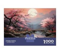 Rompecabezas De 1000 Piezas para Adolescentes Cherry Blossom Moonlit Landscape Rompecabezas para Adolescentes Juguetes Antiestrés Difícil Gran Regalo para Jugar 52x38cm/1000pcs