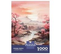 Rompecabezas De 1000 Piezas para Adolescentes Cherry Blossom River Sunset Rompecabezas para Adultos Juego Práctico Mejora La Memoria Regalo De Cumpleaños, Regalos, 38x26cm/1000pcs