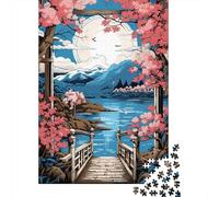 Rompecabezas De 1000 Piezas para Adolescentes Cherry Blossom Serenity Bridge Rompecabezas para Adultos Juegos Relajantes Que Mejoran La Memoria Regalos para Reducir El Estrés 52x38cm/1000pcs