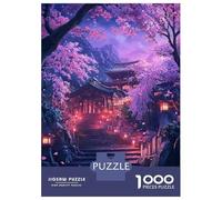 Rompecabezas De 1000 Piezas para Adolescentes Cherry Blossom Temple Rompecabezas para Adultos Juegos Relajantes Mejora La Memoria Ayuda A Ejercitar El Cerebro 52x38cm/1000pcs