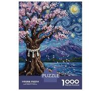 Rompecabezas De 1000 Piezas para Adolescentes Cherry Blossom Tree by The Water Rompecabezas para Adultos Juguetes De Bricolaje Decoración del Hogar Regalo De Cumpleaños, Regalos, 38x26cm/1000pcs