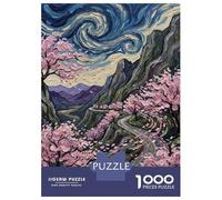 Rompecabezas De 1000 Piezas para Adolescentes Cherry Blossoms on A Winding Mountain Road Rompecabezas para Adultos Juego De Ingenio Juego De Corte De Precisión Regalos Desafiantes 38x26cm/1000pcs