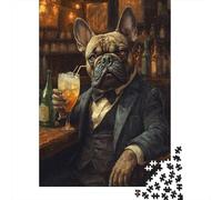 Rompecabezas De 1000 Piezas Para Adolescentes Chic French Bulldog in Tuxedo with Cocktail -1 Rompecabezas Para Adultos Juegos Relajantes Ensamblaje De Patrones Regalos De Cumpleaños Y Únicos 38x26cm/1
